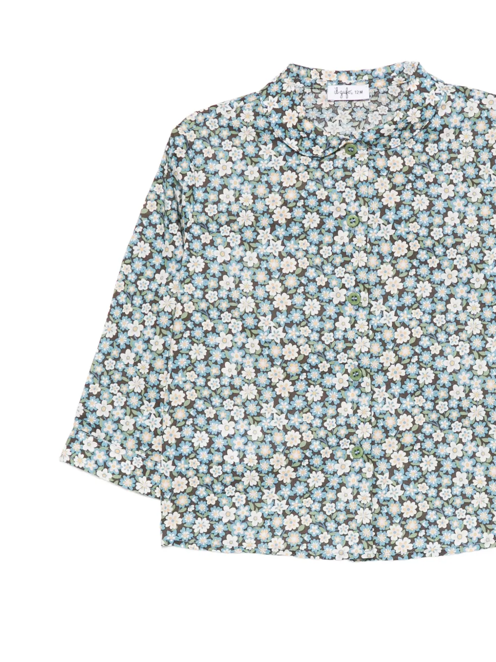 Il Gufo floral-print Peter Pan collar shirt Blauw