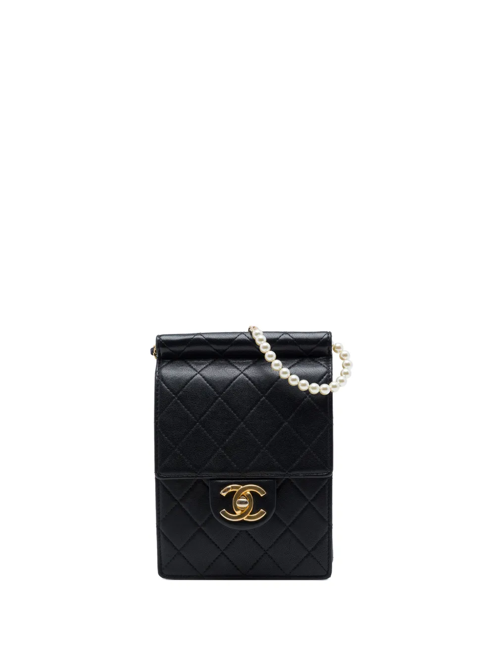 CHANEL Pre-Owned 2019 Quilted Lambskin Vertical Chic Pearls Flap crossbody bag - Nero