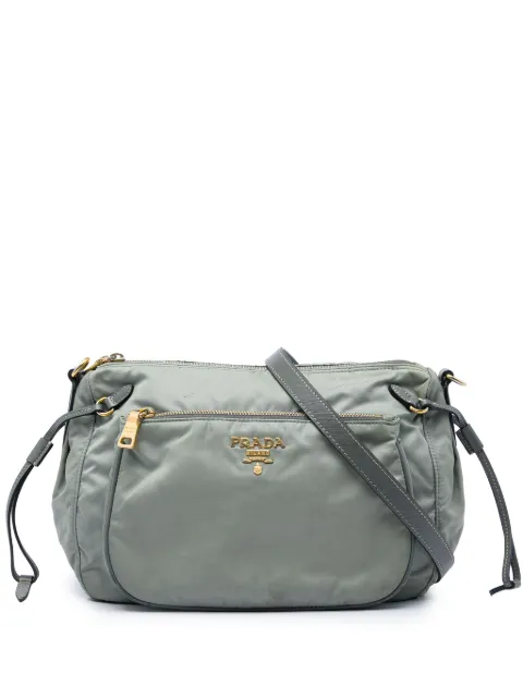 Prada Pre-Owned bandolera Tessuto con ribete de piel Saffiano y cremallera superior 2021-2026