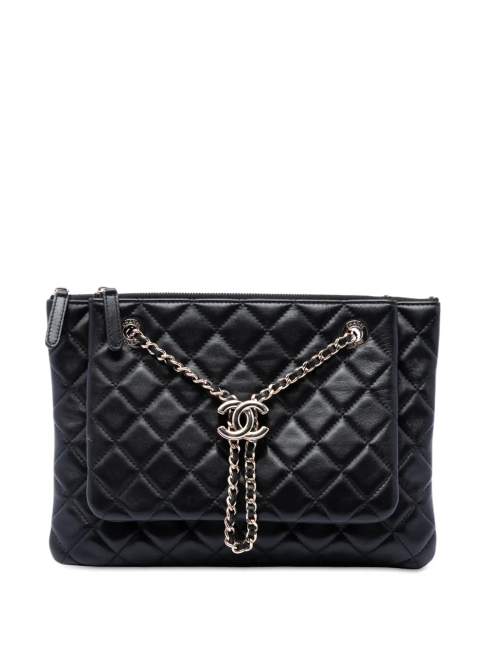 CHANEL Pre-Owned 2019 CC Quilted Lambskin Double Zip crossbody bag - Black