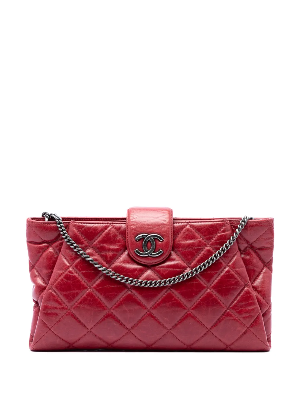 CHANEL Pre-Owned Borsa a tracolla Coco Pleats in pelle di vitello lucida trapuntata con catena 1994 - Rosso