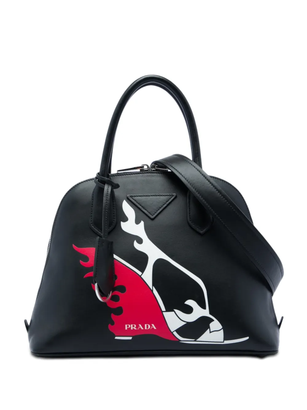 Prada Pre-Owned 2013-2026 City Calf Flame Heels Print Promenade satchel - Nero