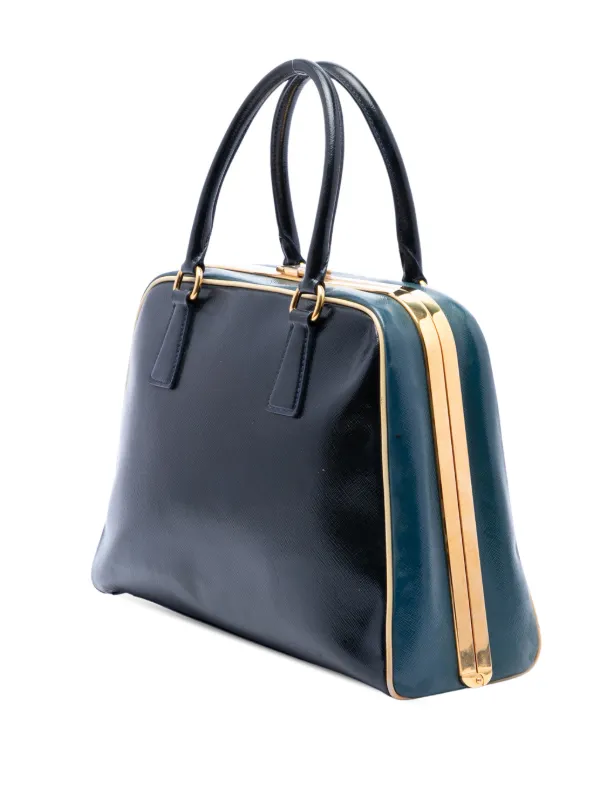 Prada Pre-Owned 2000-2013 Bicolor Saffiano Vernice Pyramid Frame