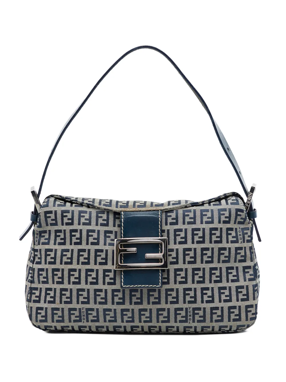 Fendi Pre-Owned Borsa a spalla con doppio battente e motivo Zucchino 2000-2010 - Grigio