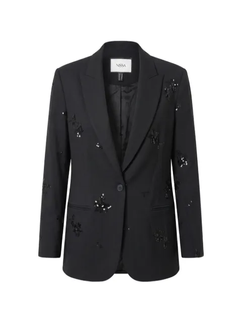 NISSA sequin-embellished floral-appliqué blazer