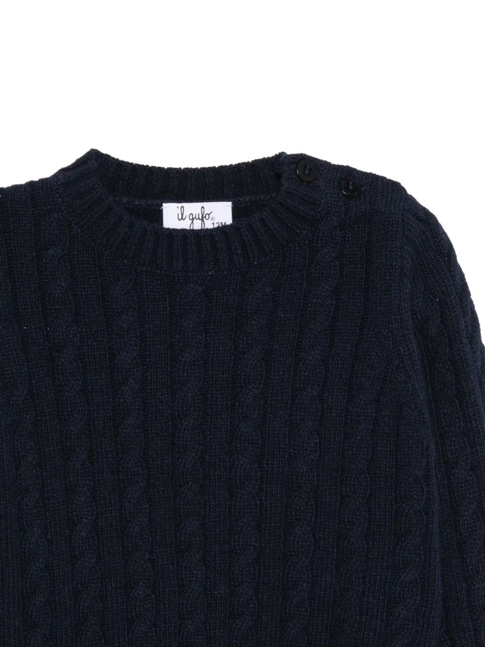 Il Gufo Kabelgebreide trui met knoopsluiting Blauw