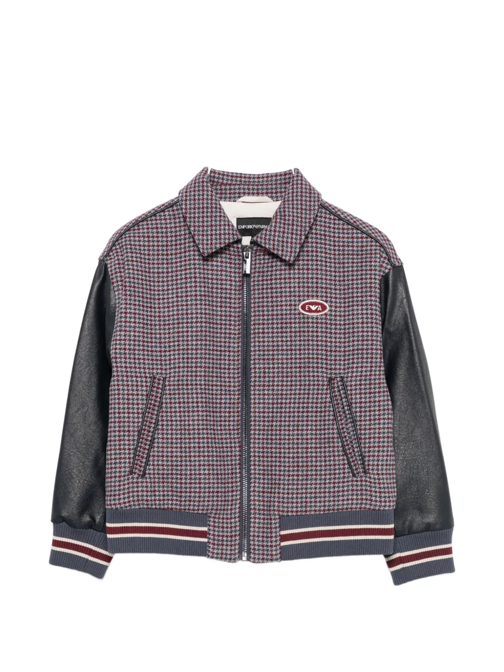 Emporio Armani Kids faux-leather-sleeve jacket - Blau