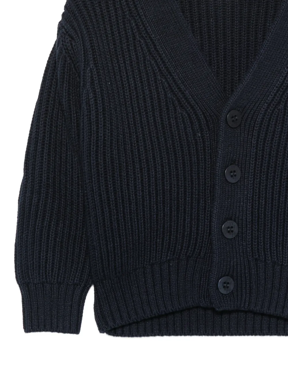Il Gufo ribbed-knit V-neck cardigan Blauw