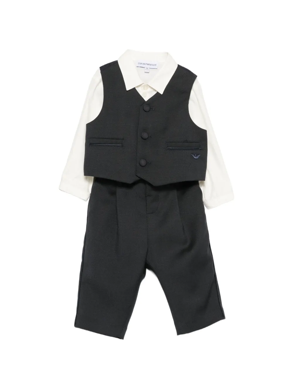 Emporio Armani Kids waistcoat shirt and trousers set - Nero