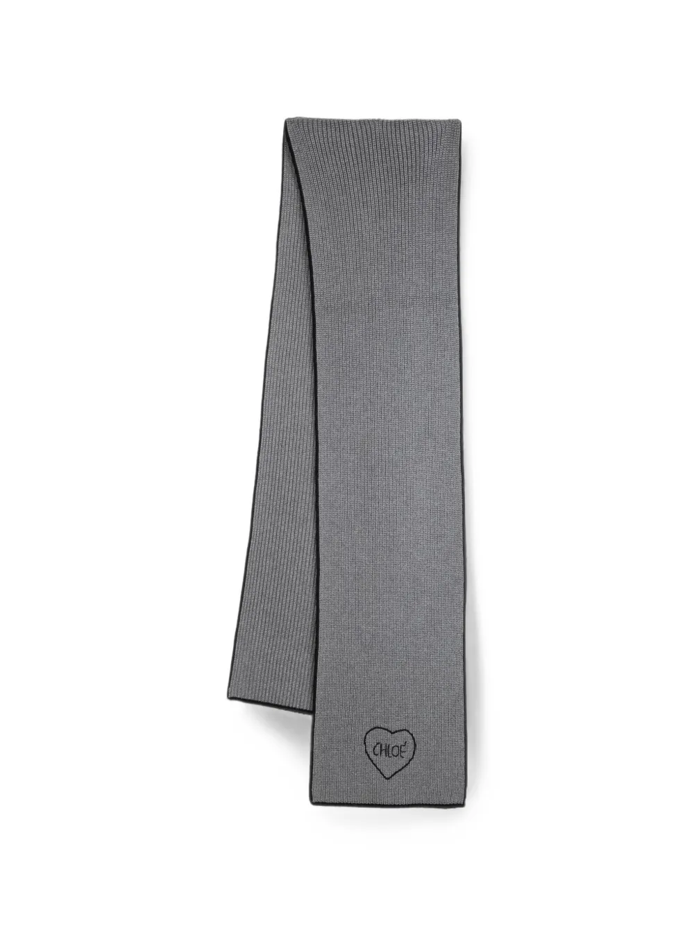 Chloé Kids heart-motif ribbed-knit scarf - Grigio