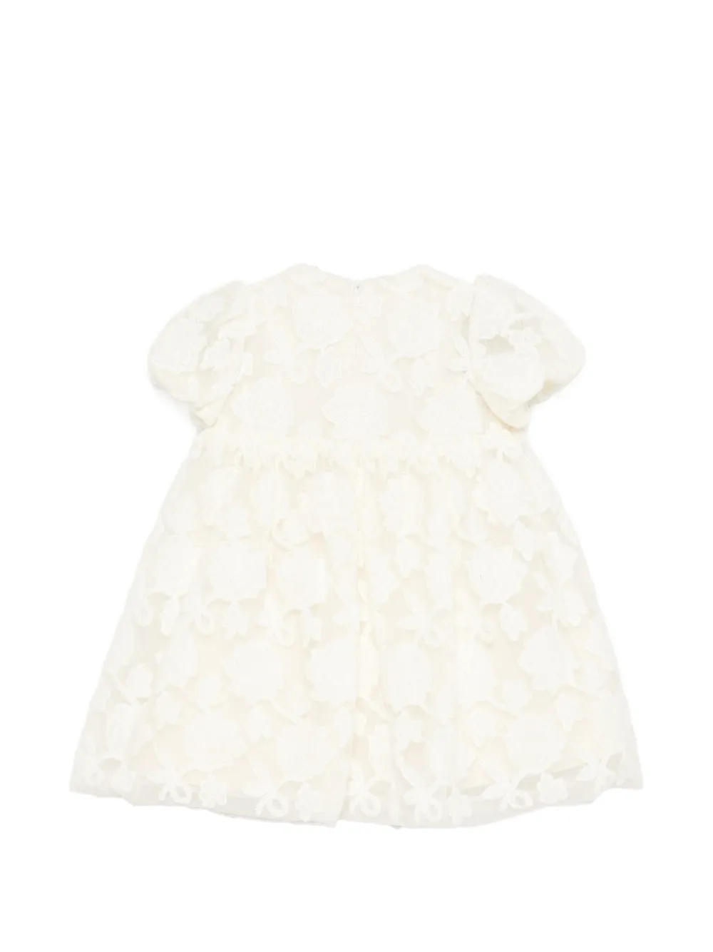 ELIE SAAB JUNIOR Jurk met bloemenkant en pofmouwen Wit