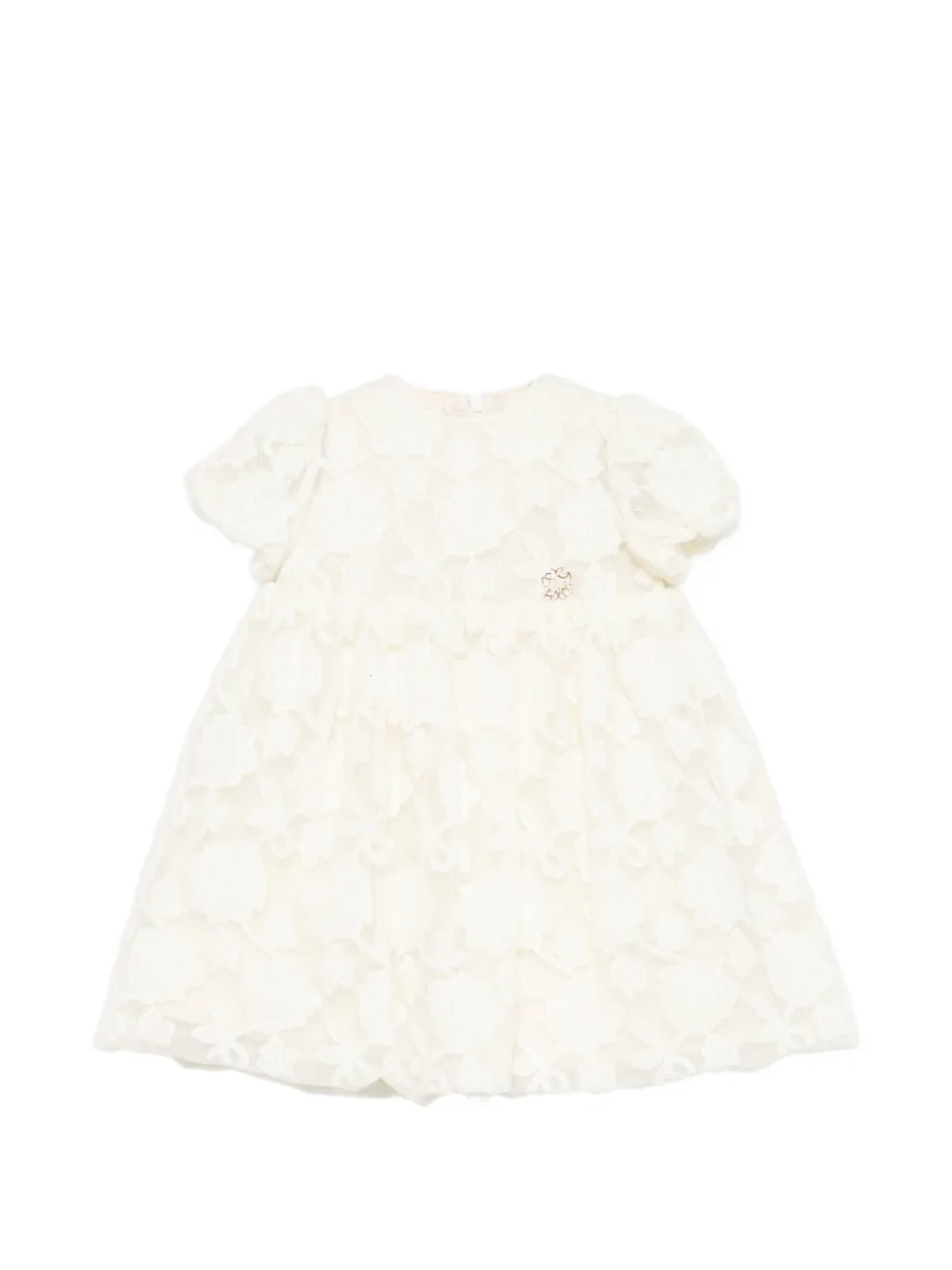 ELIE SAAB JUNIOR robe fleurie à manches bouffantes - Blanc