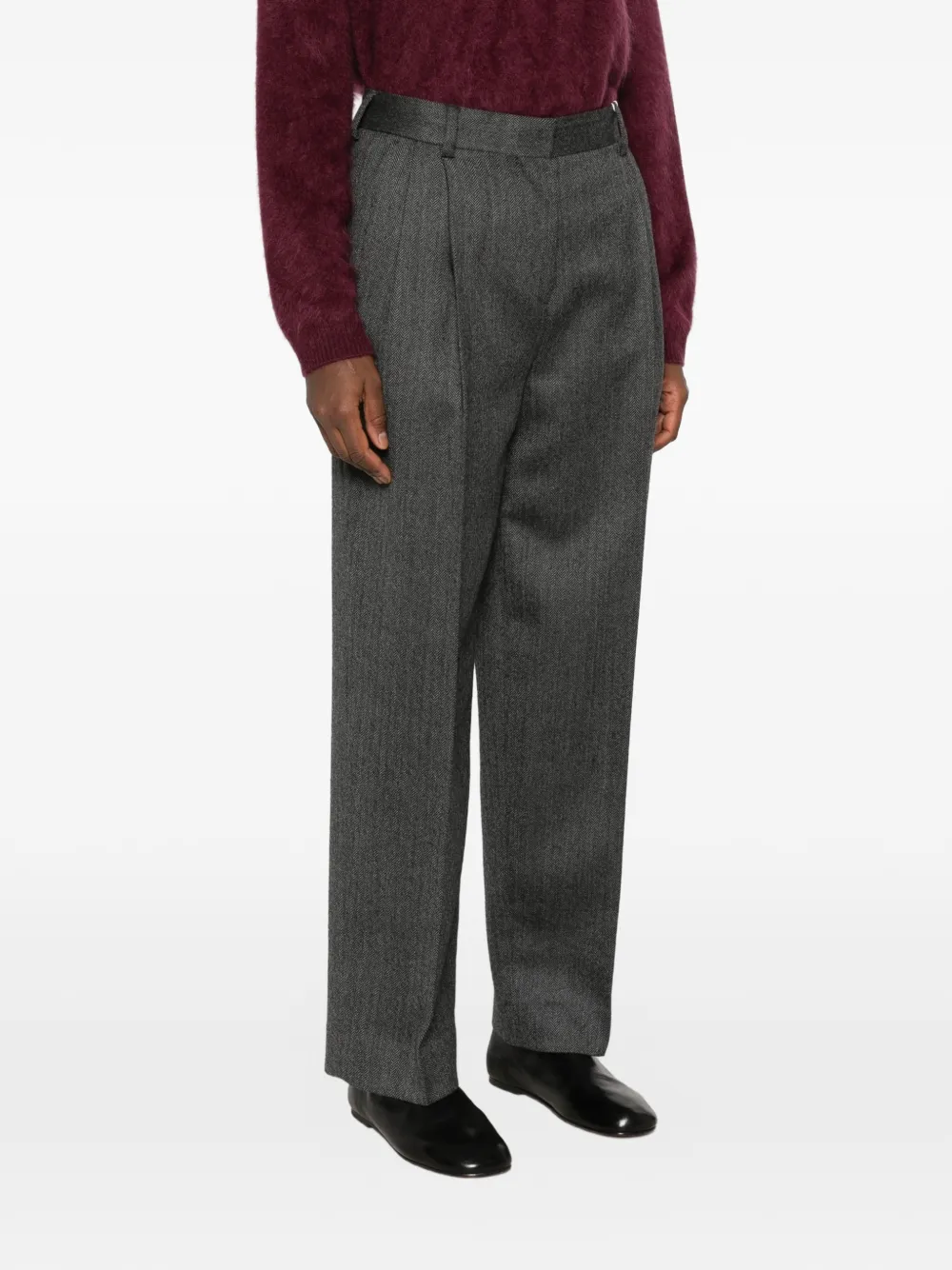 TOTEME Plooibroek met visgraat-patroon Grijs