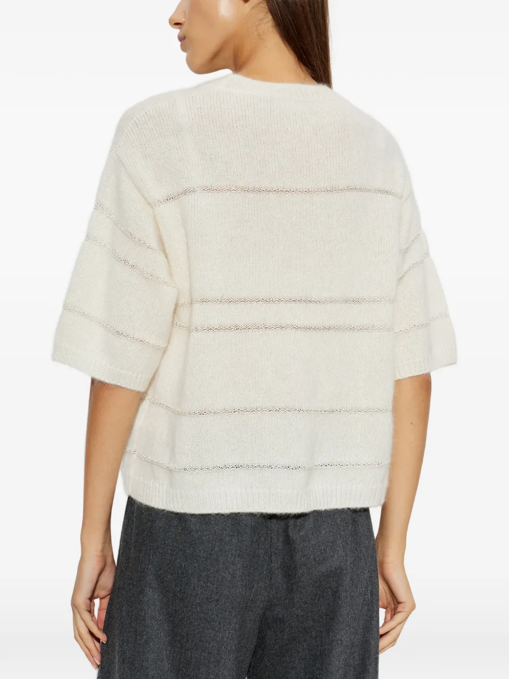 Fabiana Filippi Trui verfraaid met pailletten en streepdetail Beige