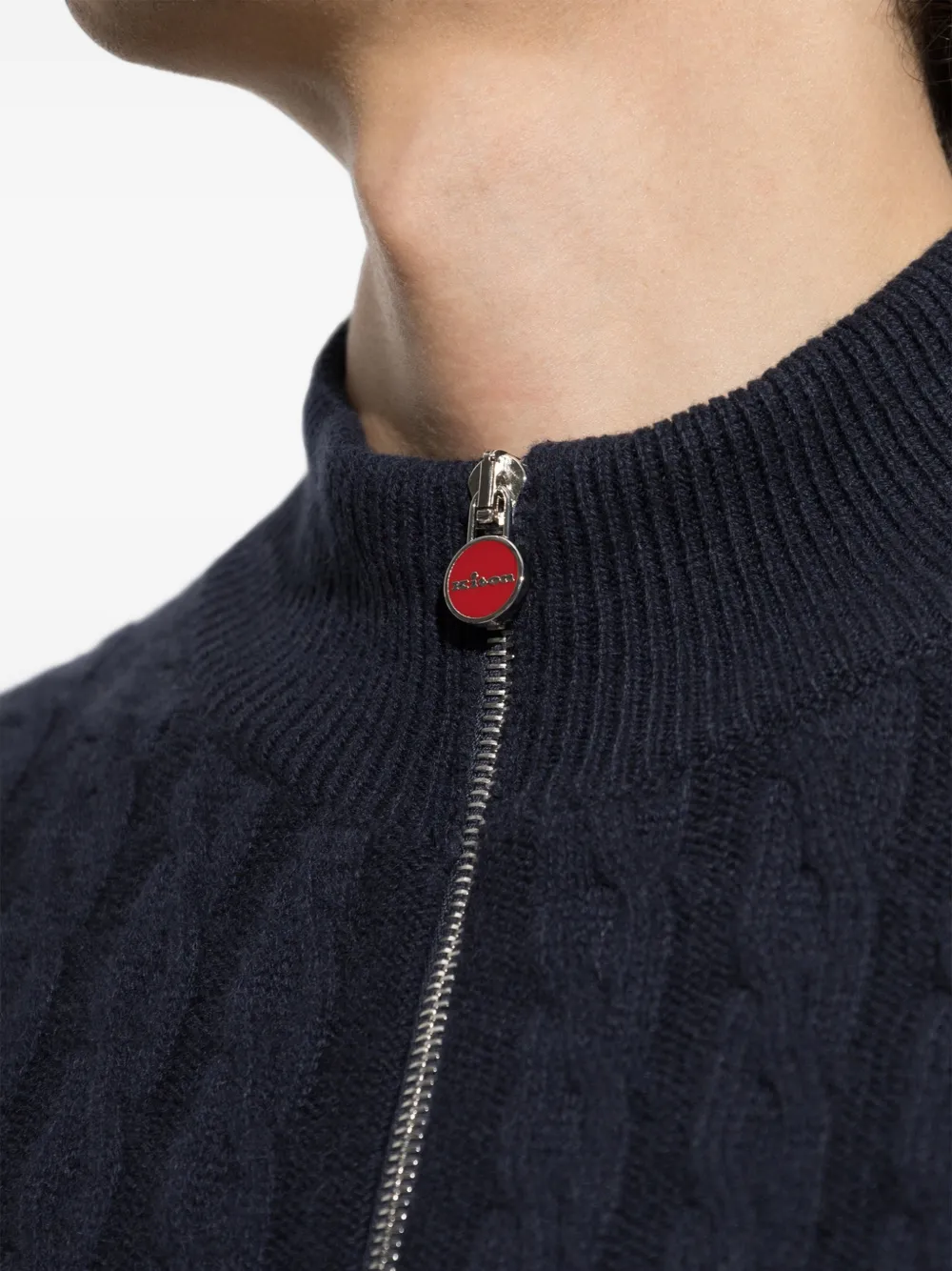 Kiton Kabelgebreid vest Blauw