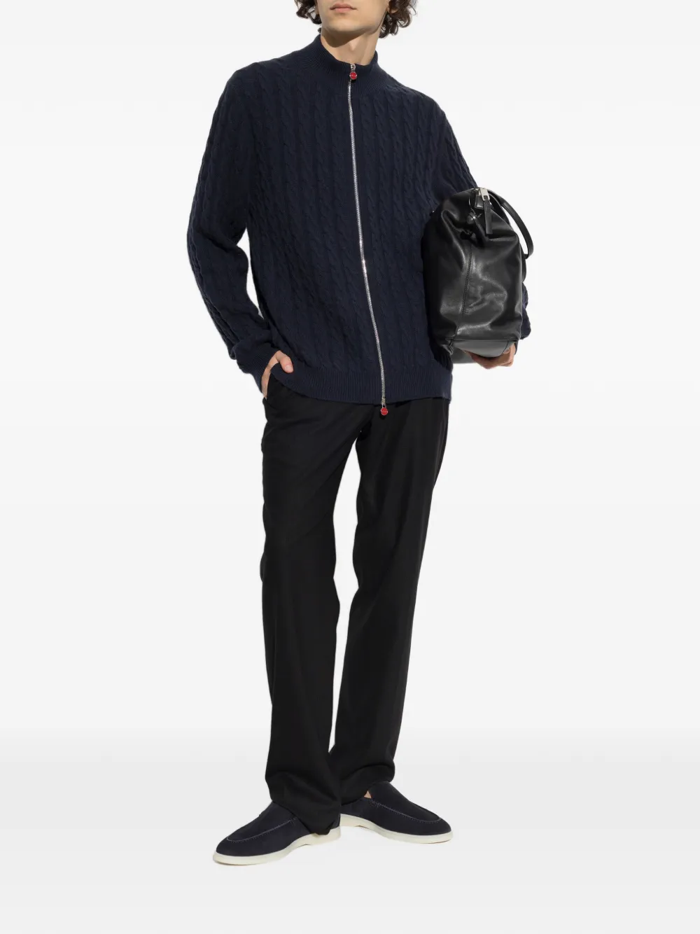 Kiton Kabelgebreid vest Blauw