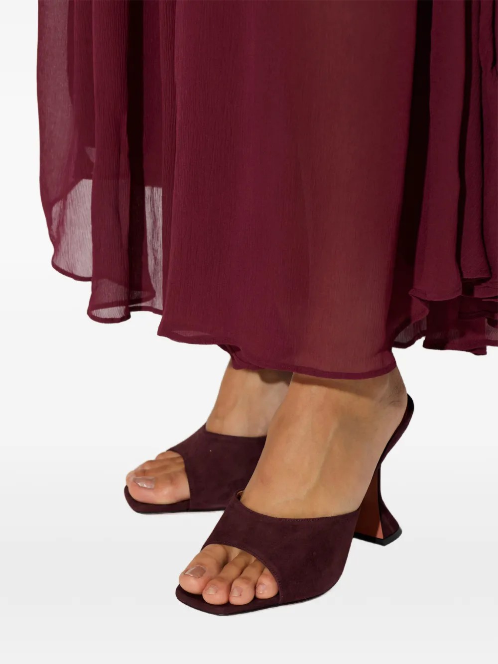 Amina Muaddi Lupita suede sandals Paars