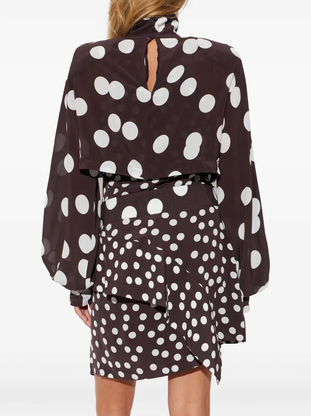 IRO Damelia asymmetrische mini-jurk met stippen Bruin