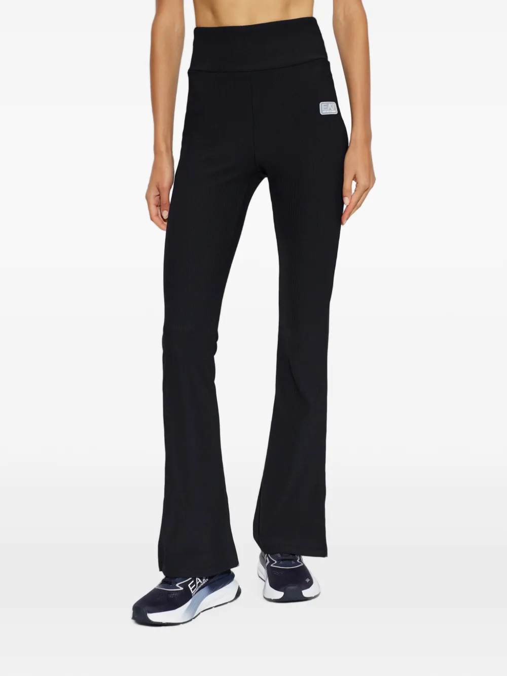 Ea7 Emporio Armani ribbed flared track pants Zwart