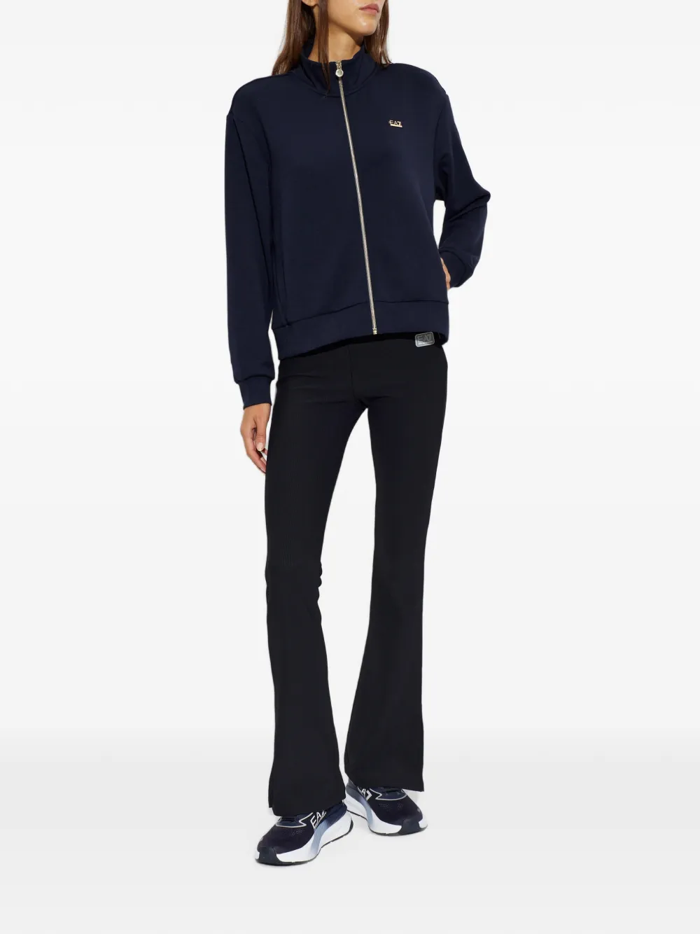 Ea7 Emporio Armani ribbed flared track pants Zwart