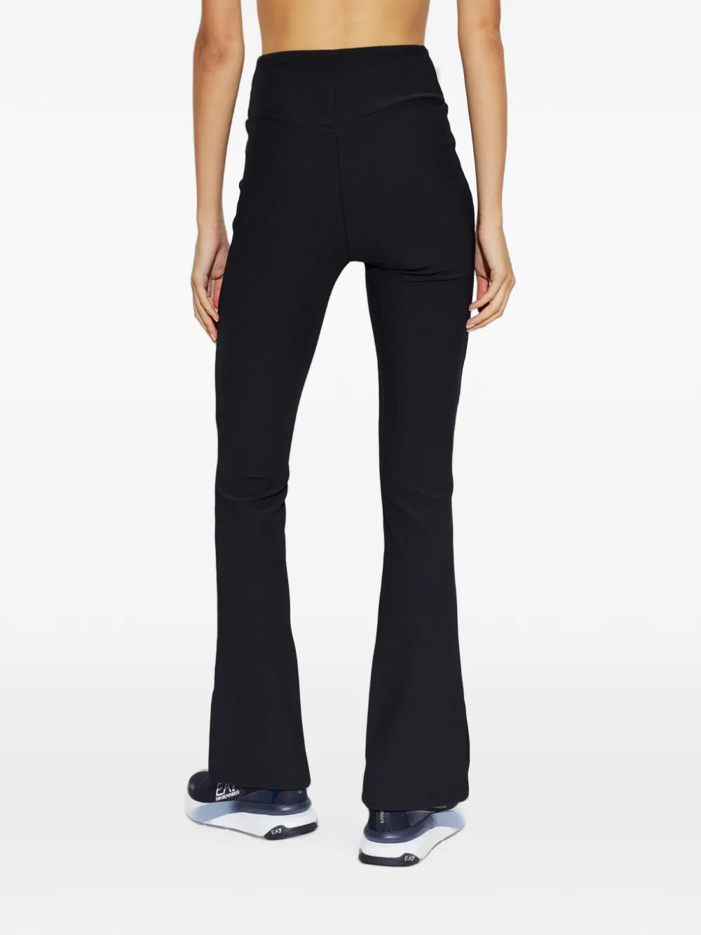 Ea7 Emporio Armani ribbed flared track pants Zwart