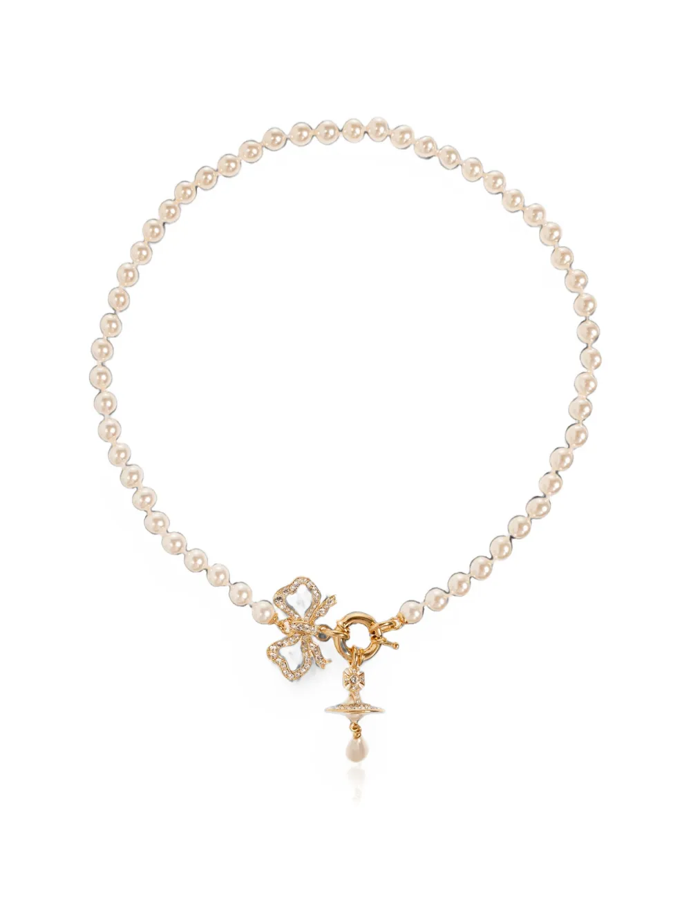 Vivienne Westwood Rigoberta Orb bow necklace - Oro