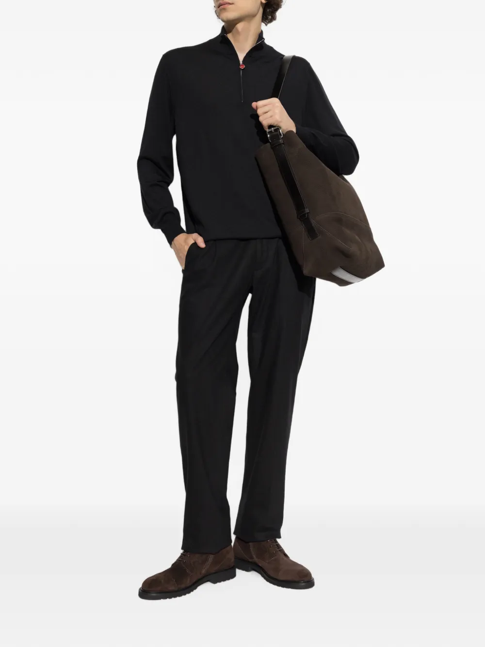 Kiton half-zip turtleneck sweater Zwart