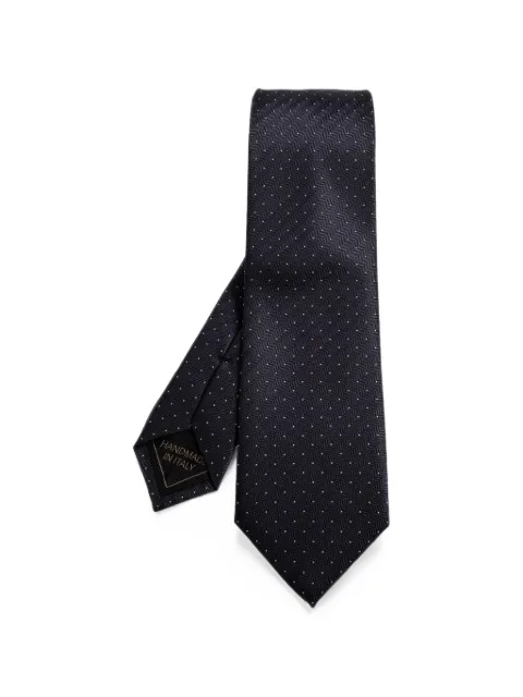 Brioni corbata con motivo de lunares y espiga