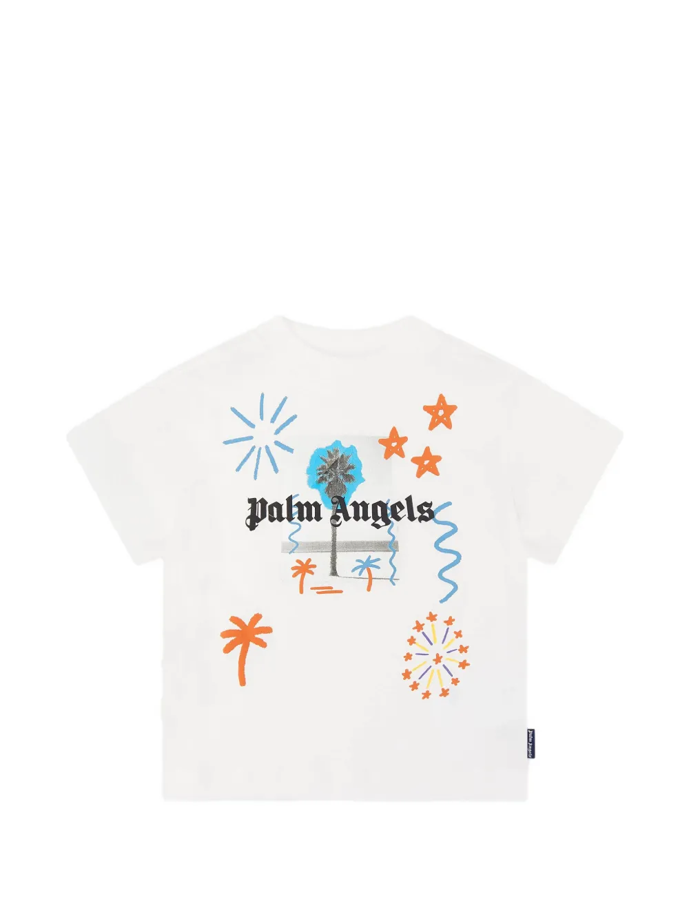 Palm Angels Kids logo-print cotton T-shirt - Toni neutri