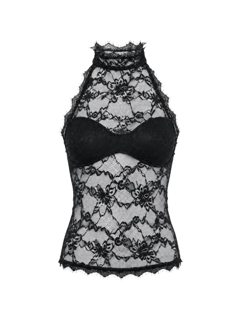 OW Collection Selah floral-lace halterneck top