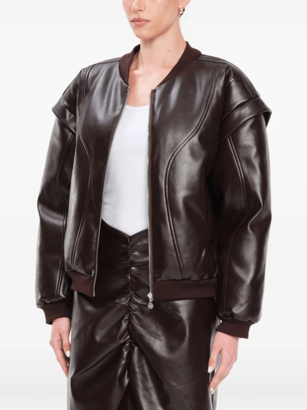 OW Collection Valentina sculpturaal bomberjack Bruin
