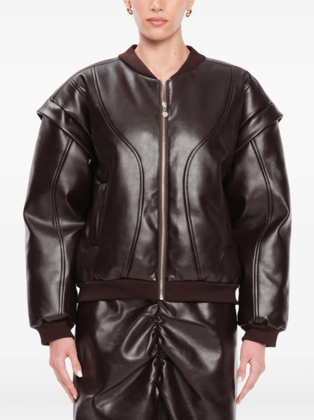 OW Collection Valentina sculpturaal bomberjack Bruin