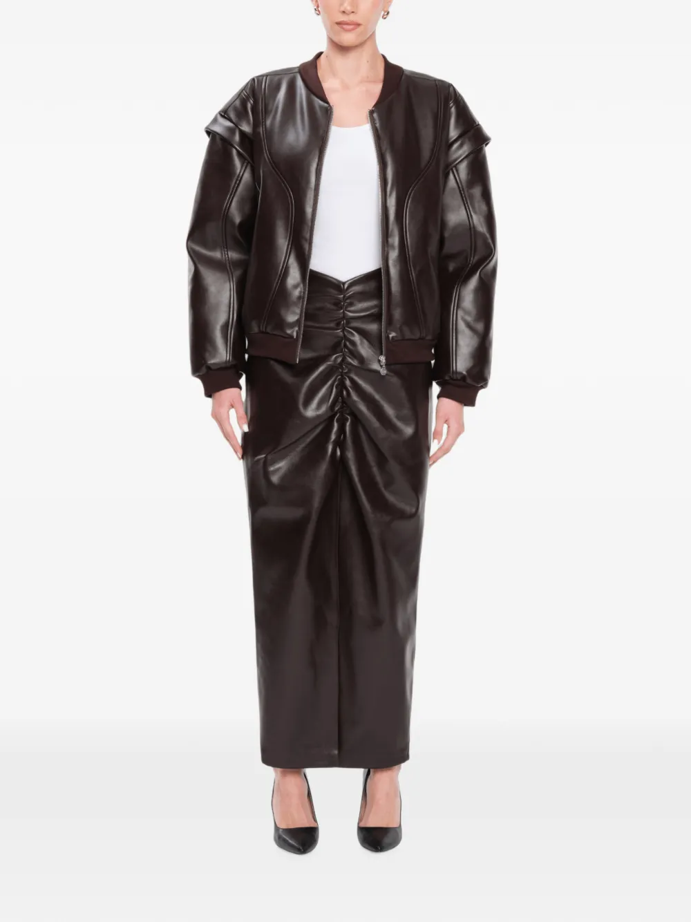 OW Collection Valentina sculpturaal bomberjack Bruin