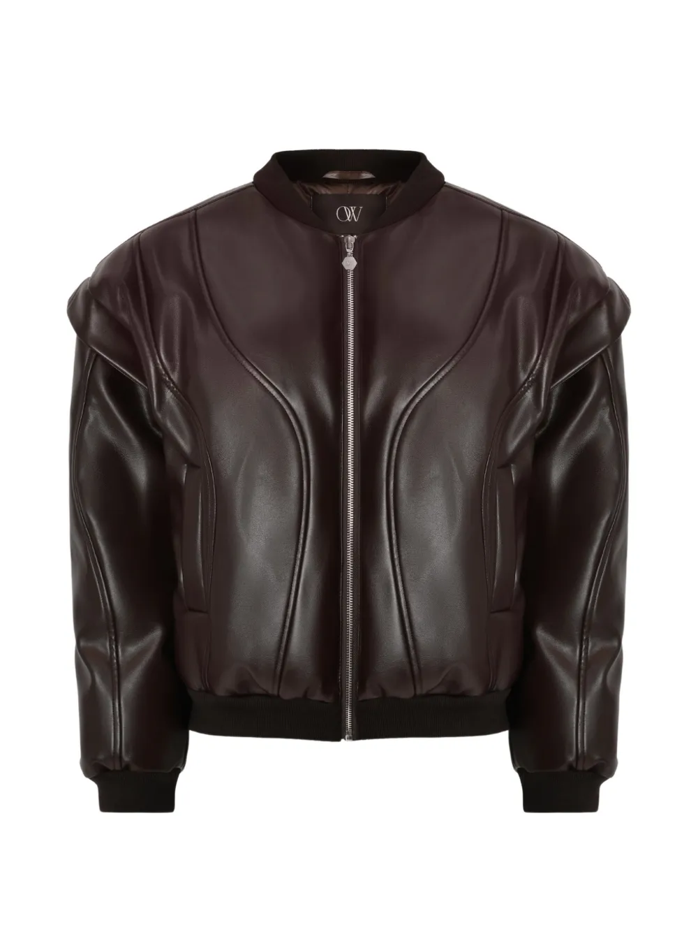 Ow Collection Valentina Sculpted Bomber Jacket In Brown