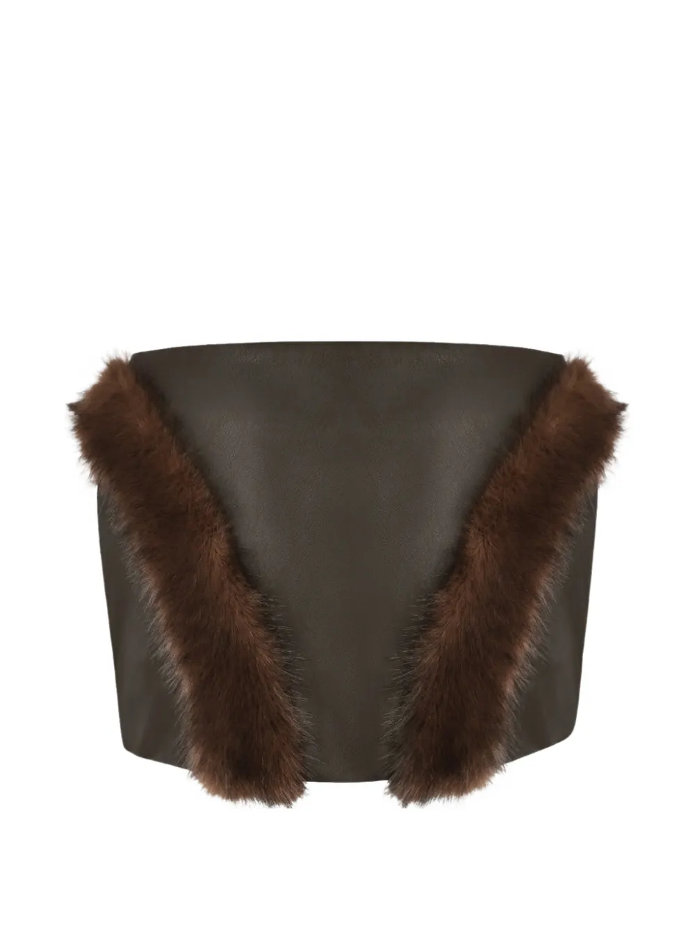 Ow Collection Bela Minirock Mit Faux Fur-einsatz In Braun