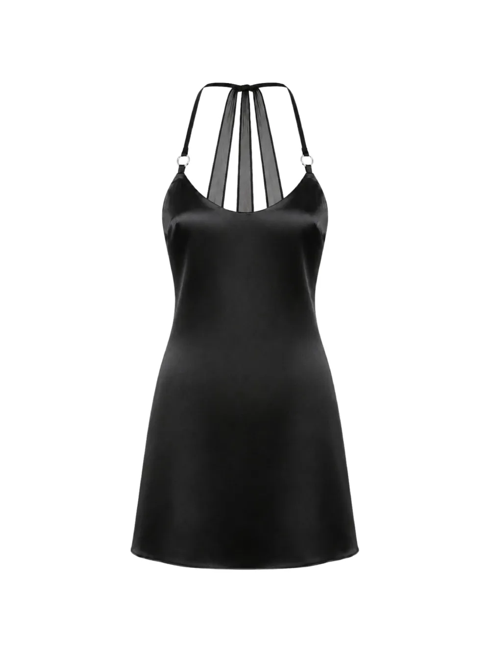 OW Collection Lindsey mesh-panel satin mini dress