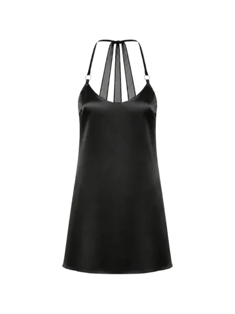 OW Collection Lindsey mesh-panel satin mini dress