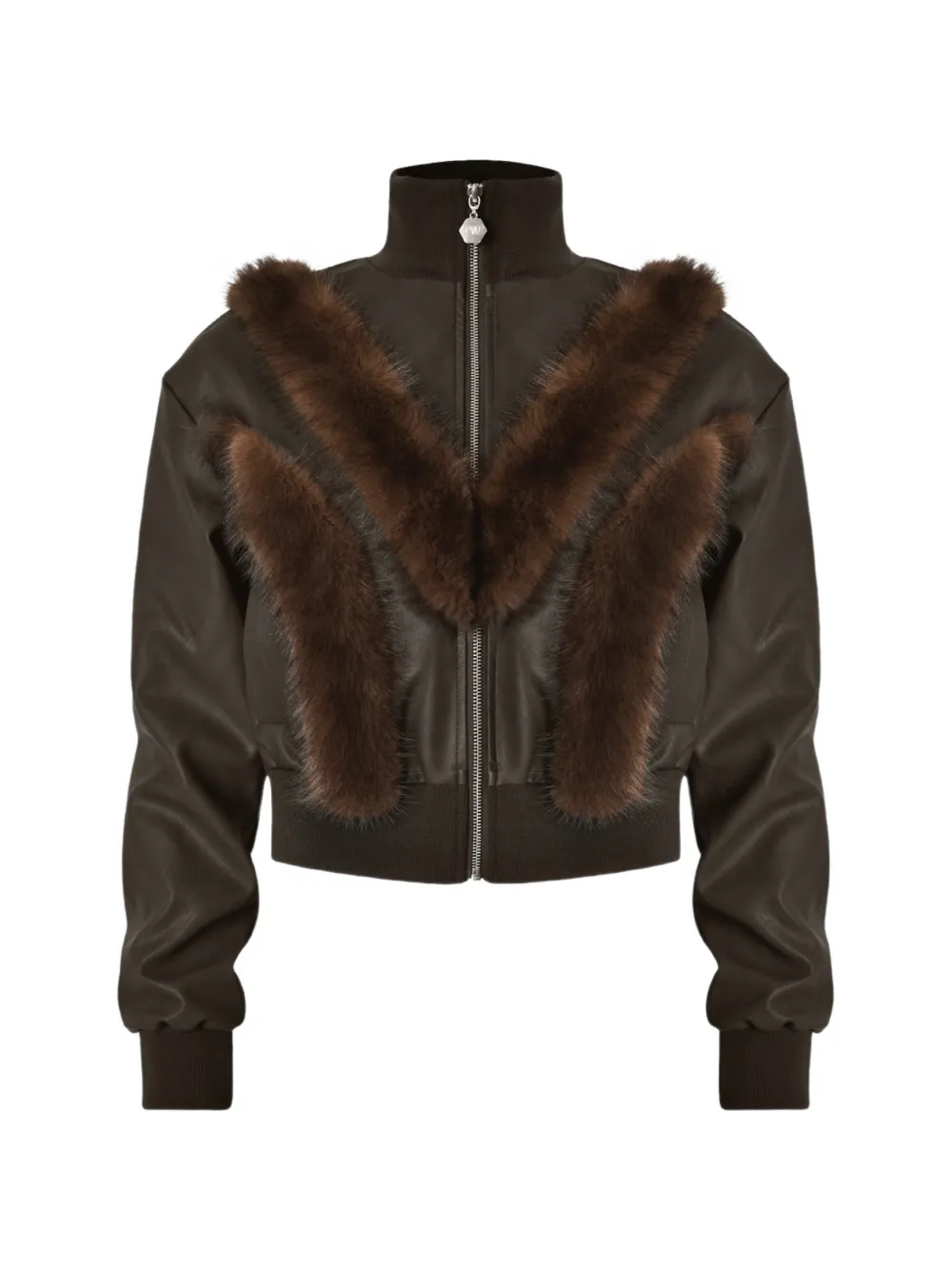 OW Collection Bela faux-fur-trim cropped jacket