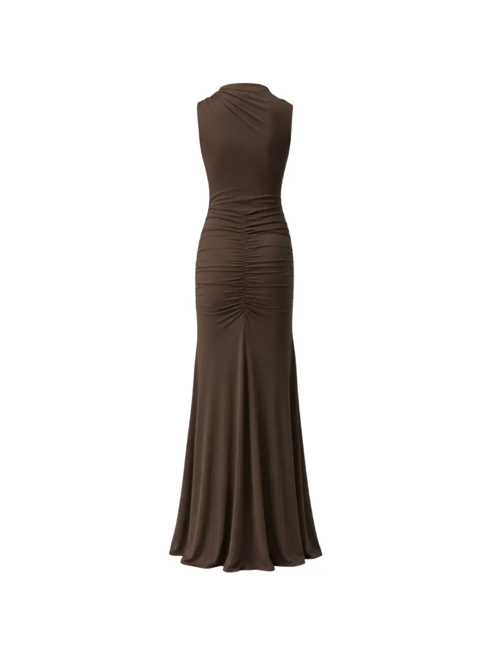 OW Collection Elina mouwloze maxi-jurk met ruches Bruin