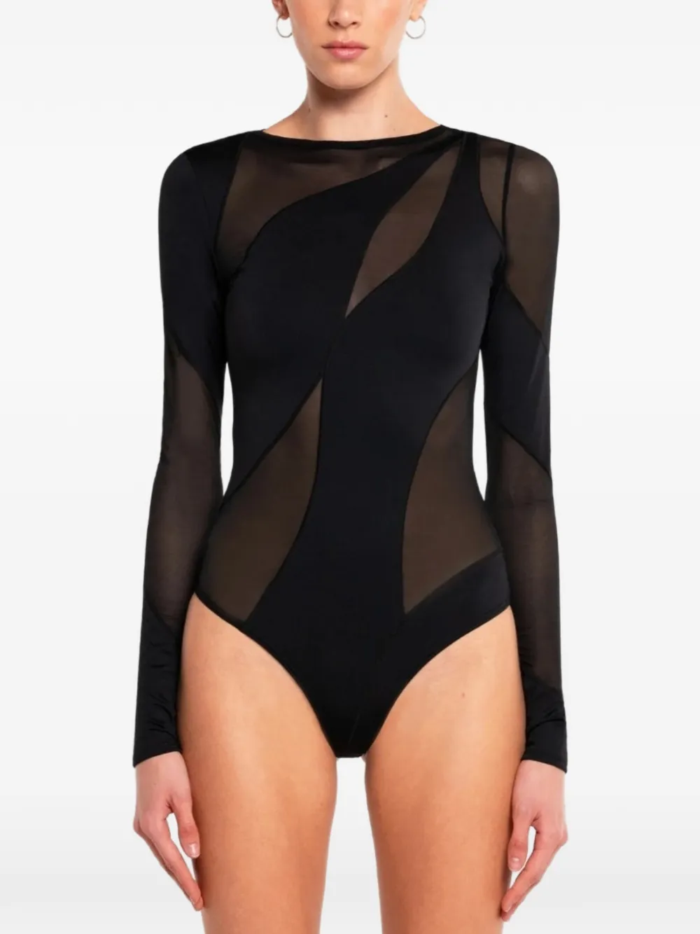 OW Collection Spiral mesh-panel bodysuit