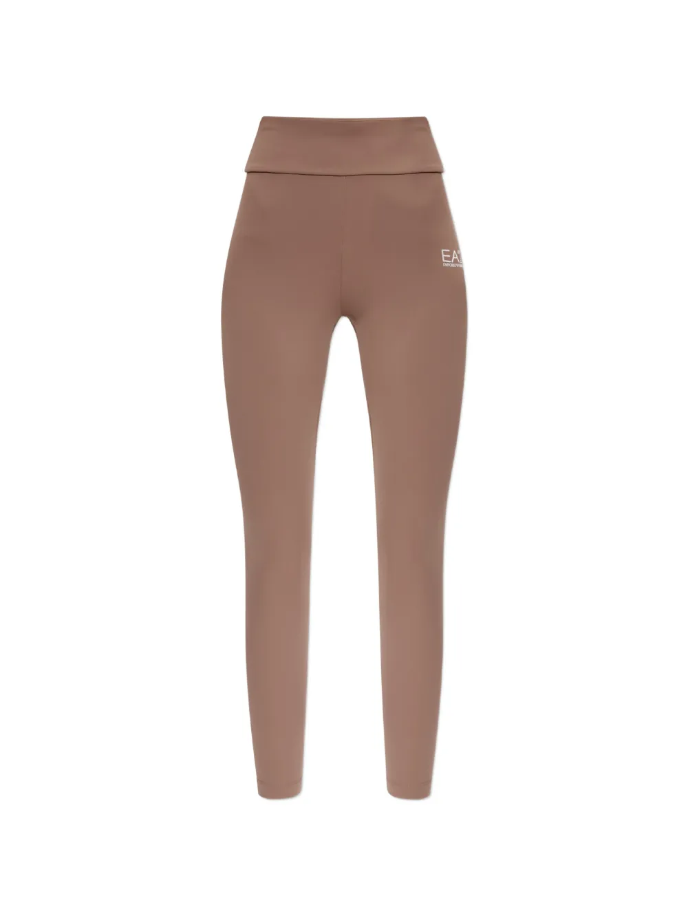 Ea7 Logo-print Performance Leggings In Brown