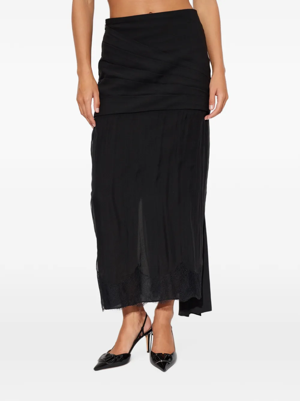 Valentino Garavani Maxi-rok met afwerking van kant Zwart