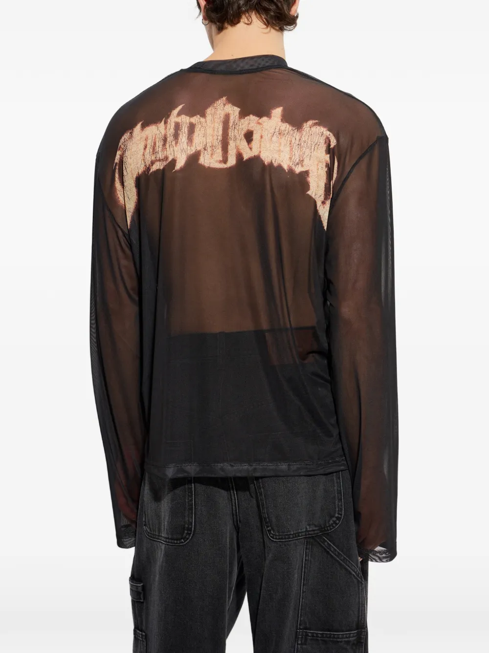 44 LABEL GROUP graphic-print long-sleeve T-shirt Zwart