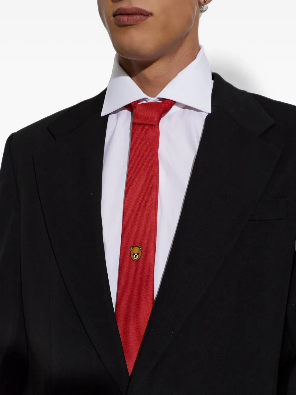 Moschino Stropdas met geborduurd logo Rood