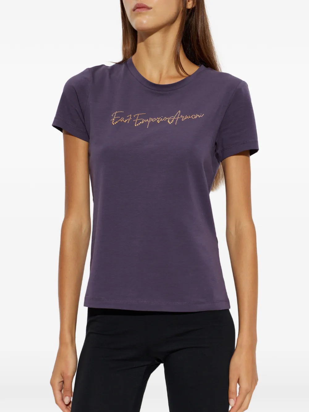 Ea7 Emporio Armani sequin-logo T-shirt Paars