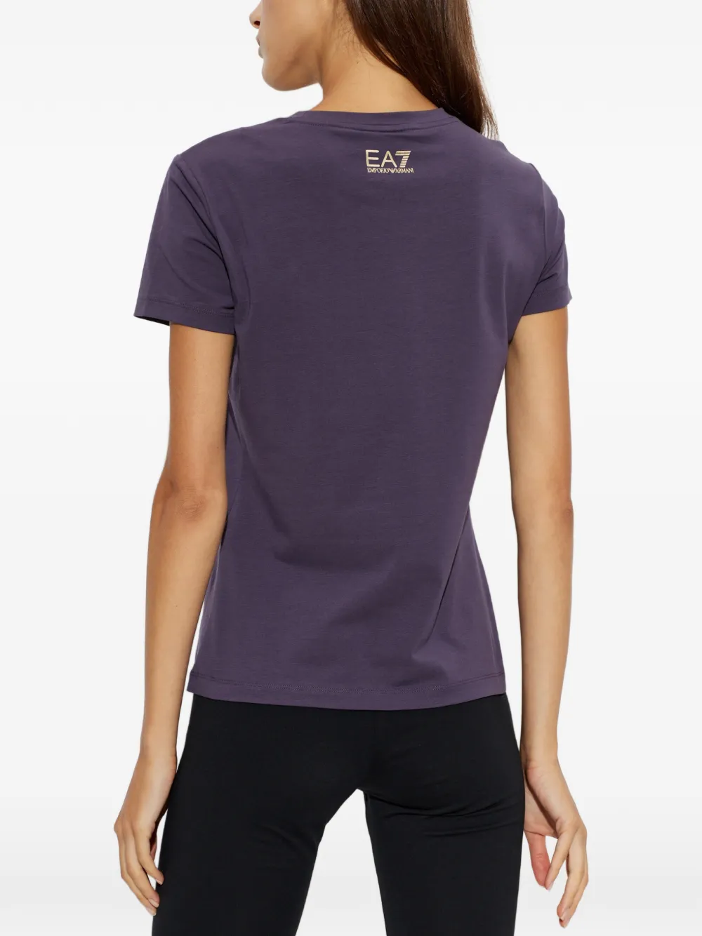 Ea7 Emporio Armani sequin-logo T-shirt Paars