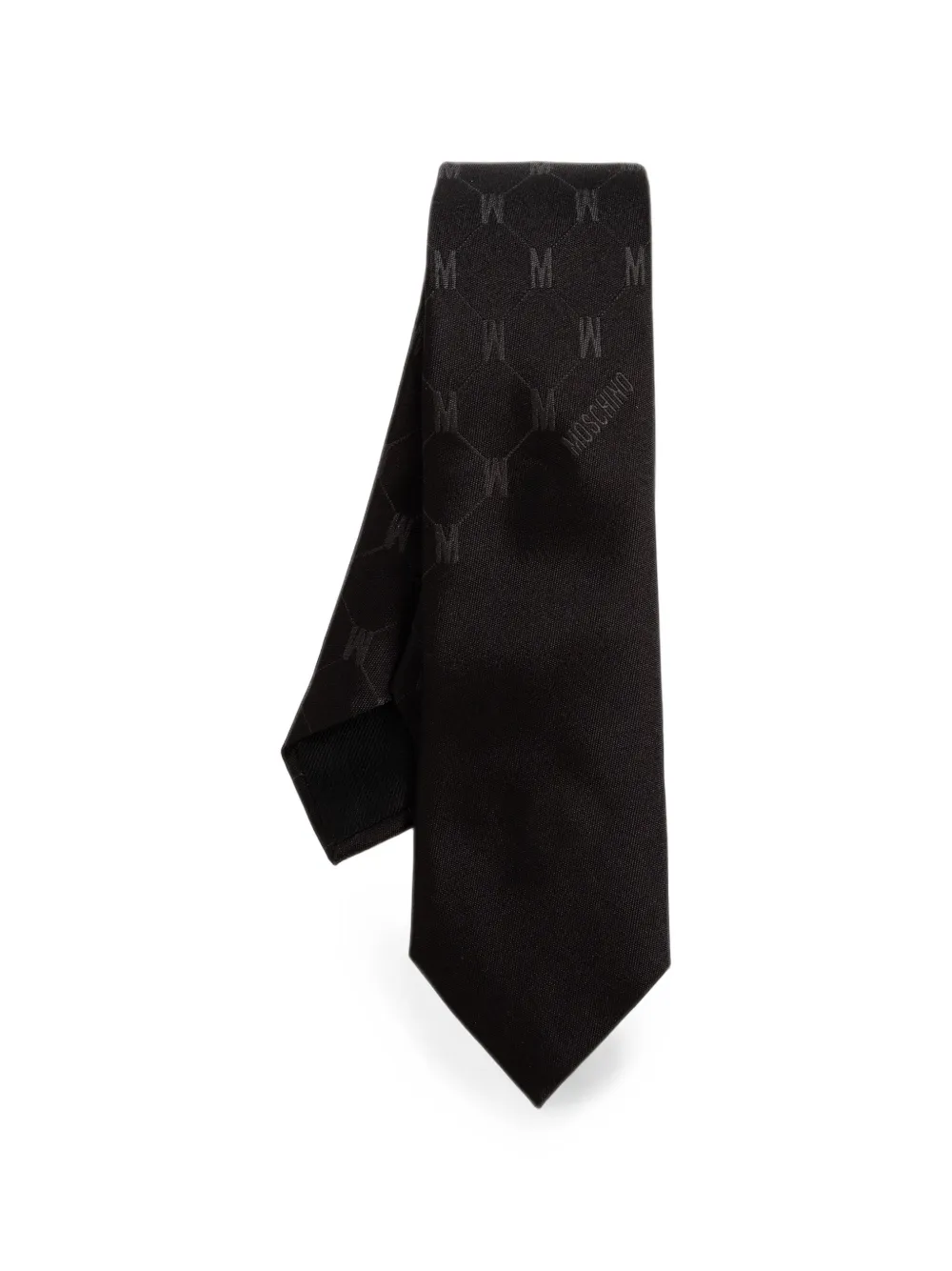 Moschino logo-jacquard silk tie - Nero