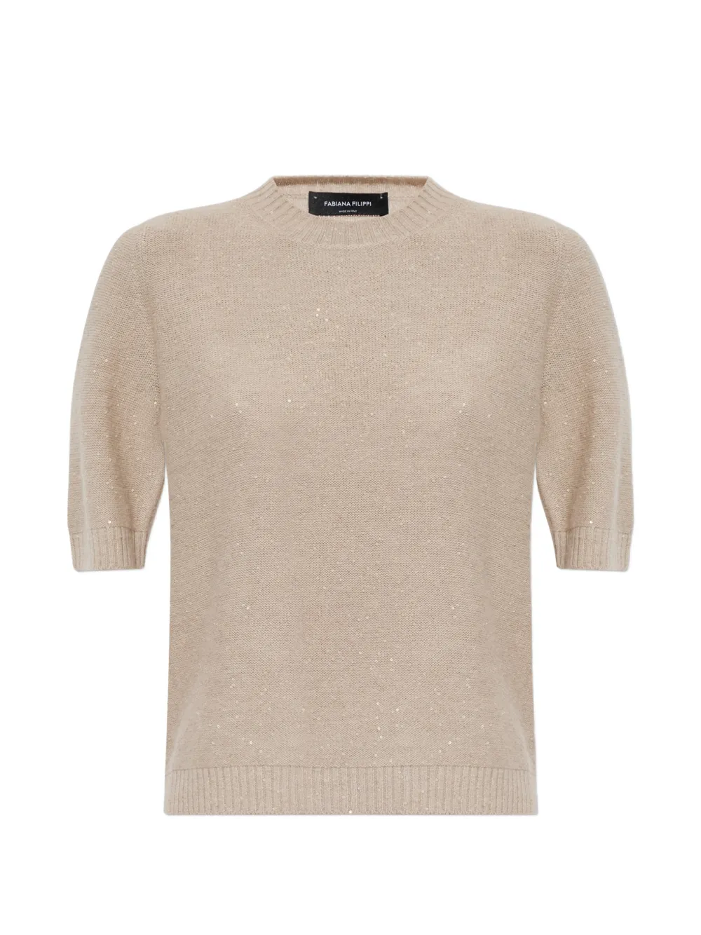 Fabiana Filippi sequin-embellished short-sleeve sweater - Toni neutri
