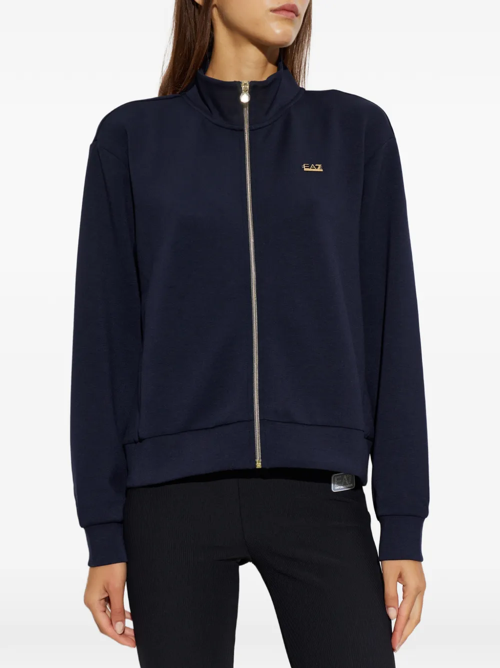 Ea7 Emporio Armani logo-plaque zip-up sweatshirt Blauw