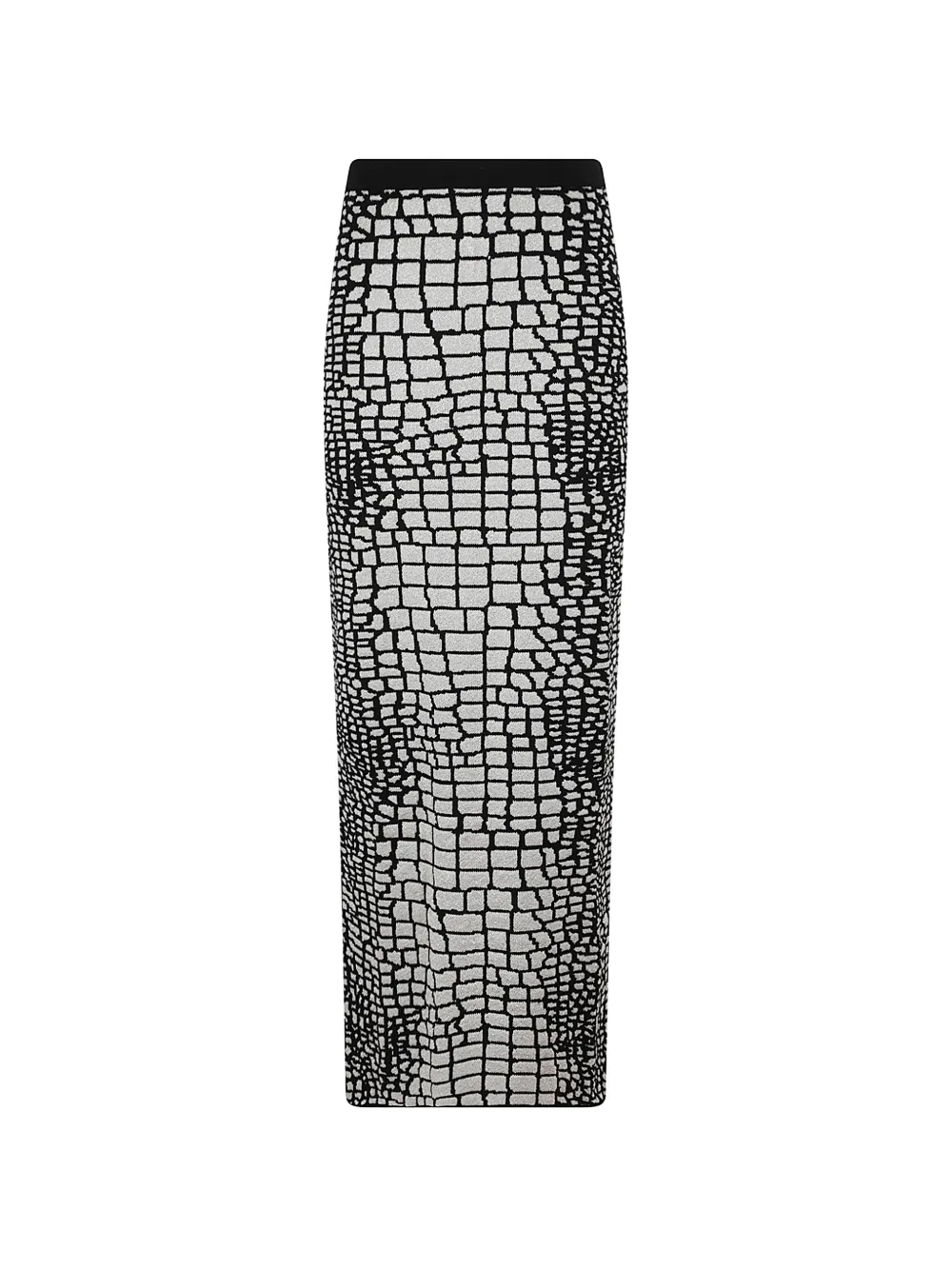 Elie Saab crocodile-effect knitted maxi skirt Metallic